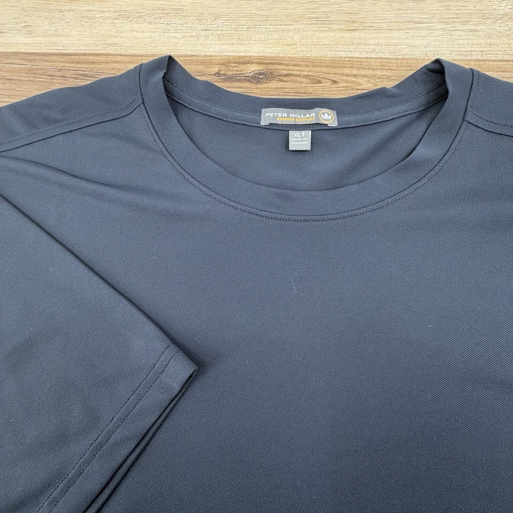 Peter Millar Summer Comfort T-Shirt Mens Size XLT Black Polyester Short Sleeve